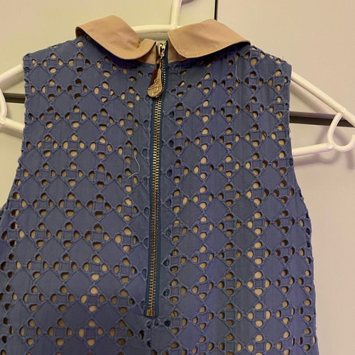 Girls' dress with guipure lace blue like new for 6 years old