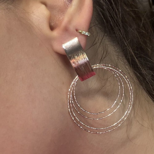 Hoop earrings new, pink gold tone