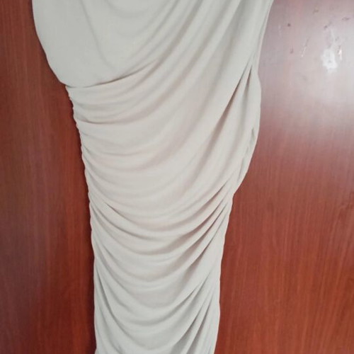 Zara dress new, narrow fit with side gathers, ecru, size S