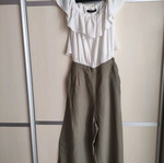 Zara midi jumpsuit, white and khaki