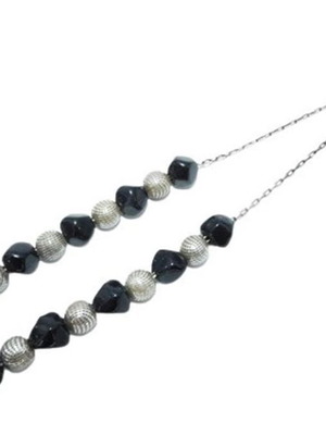 Handmade 925 Silver Worry Beads with Black and Silver Beads 23cm New