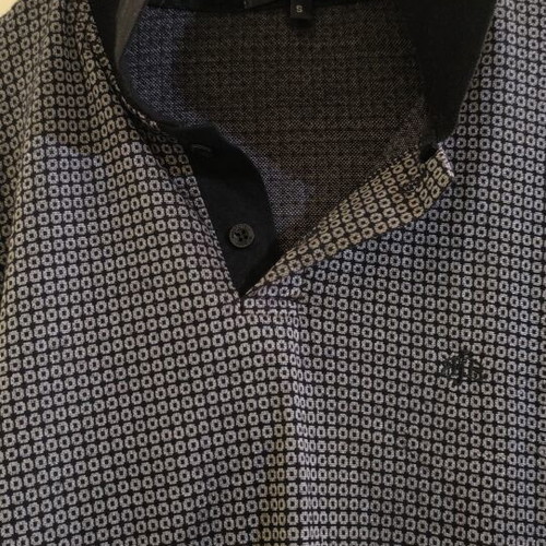 Bitsiani polo shirt with geometric pattern and black collar