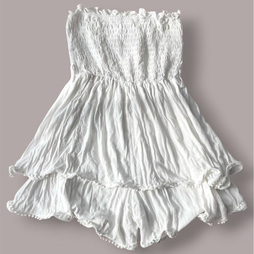 Ruffled romper used, white, size S