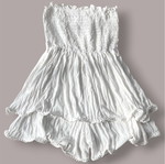 Ruffled romper used, white, size S