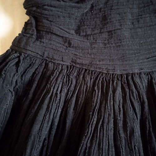 Black Mini Skirt A-line used, size XS, crinkle fabric