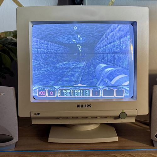 Philips CRT 14" Monitor and A4Tech Speakers Retro PC Bundle