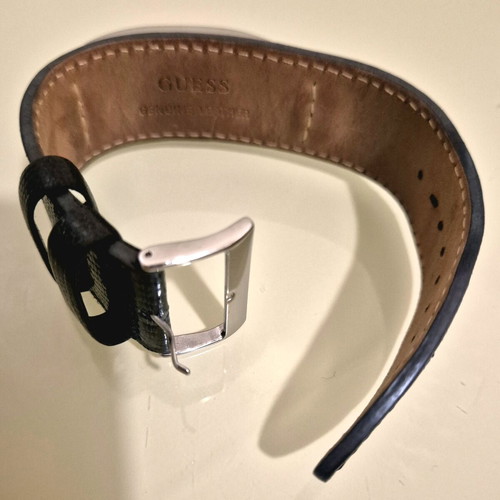 Guess women's cuff watch like new, black leather strap