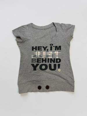 Baby tee gray with black text used