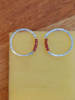 Silver handmade 925 earrings with semi-precious stones and stud fastening