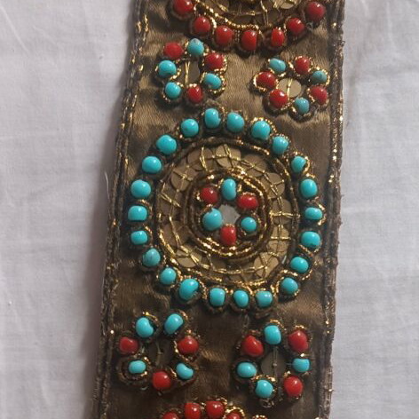 Vintage handmade boho ethnic belt with beads and suede 100cm like new