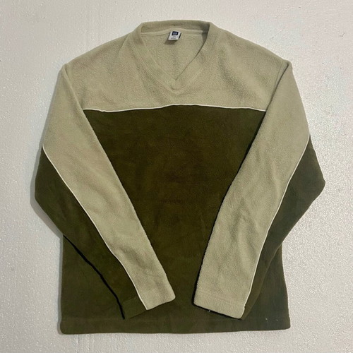 Vintage GAP fleece V-Neck colorblock like new, beige and green
