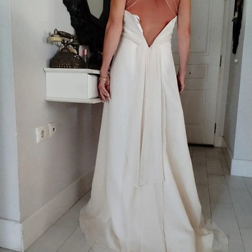 Wedding dress size 36, like new, open back, beige