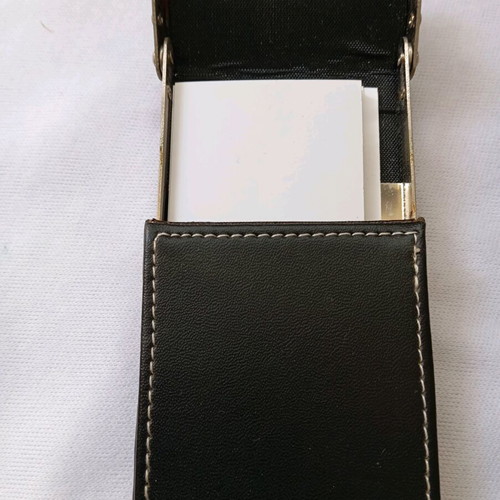 Card holder used, elegant black leather for business cards