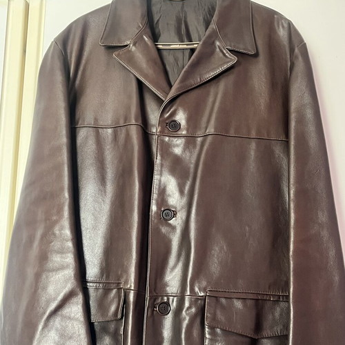 Unisex Boxy Oversized Jacket New, Brown Vera Pelle Leatherette