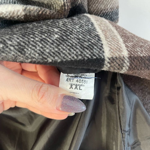 Checked jacket used, brown, size L