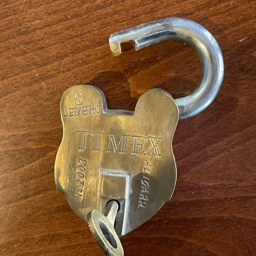 Timex brass padlock with key new