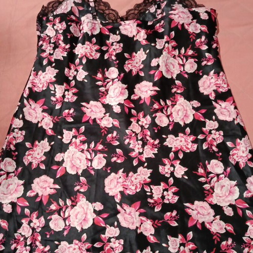 Esmara sexy nightdress new, black with multicolor flowers, size XL