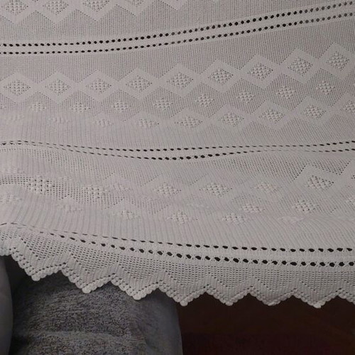 Handmade white double crochet blanket new