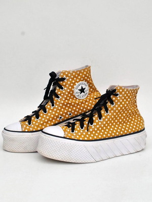 Converse All Star Polka Dot Double Sole High Top Sneakers, size 41