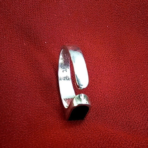 Minimalist 925 Silver Ring with Black Onyx, Adjustable