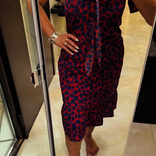Satin dress like new, blue and red, size M