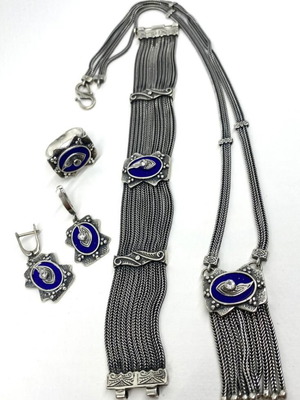 Byzantine Jewelry Set new, silver 925 with Lapis Lazuli