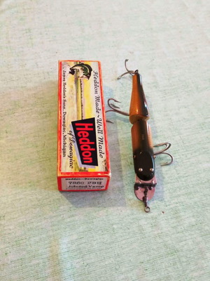 Creek Chub Jointed Pikie Minnow 1940s Wood Lure with Heddon Jointed Vamp Box like new