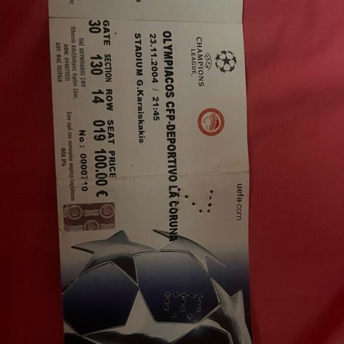 Olympiacos Deportivo La Coruna Champions League Ticket 2004 2005 in Good Condition