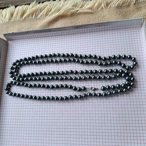 Long necklace with tourmaline beads like new, gray