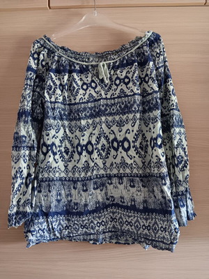 Women's blouse used, blue and turquoise, sizes L and XL