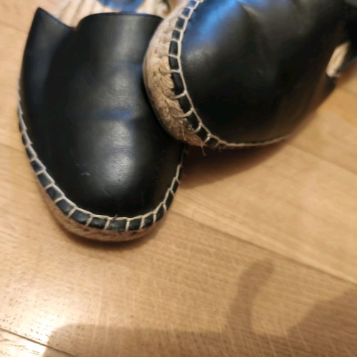 Zara slingback espadrilles size 38 used, black faux leather