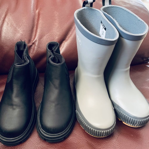 Zara leather boots and Reflex rain boots set like new, sizes 26 & 27