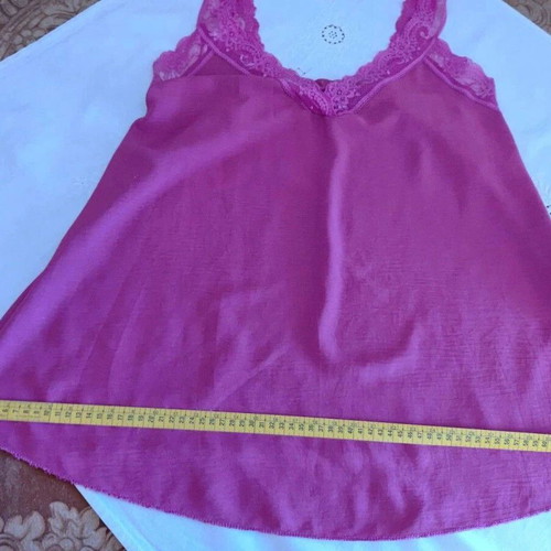 Women's top blouse with lace straps, magenta