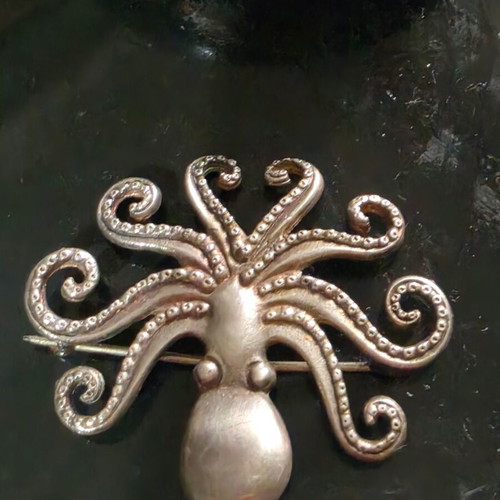 Greek Octopus Silver Brooch 925 used, 10g