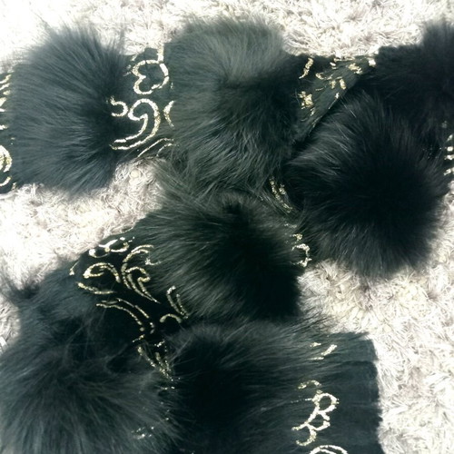 Fur scarf like new, black, genuine leather and fur