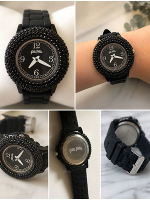 Folli Follie black watch with rhinestones like new