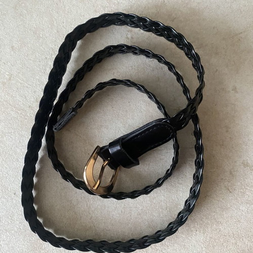 Belt like new, black braided design with gold buckle, adjustable