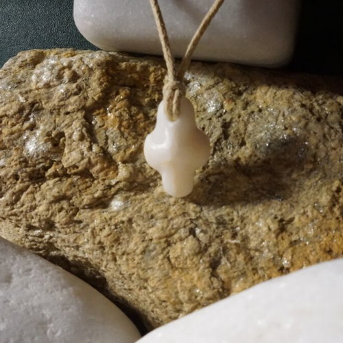Collectible Cycladic marble and stone cross pendant, handmade