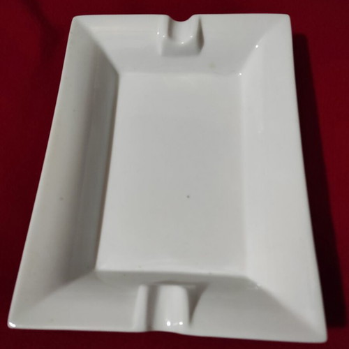 Porcelain cigar ashtray with wooden base