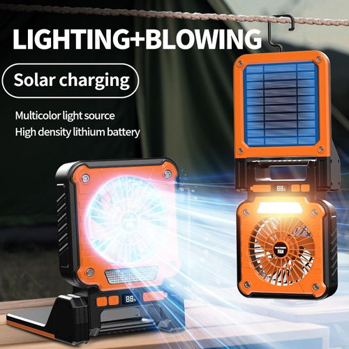 Portable Folding Fan with LED Light and Rechargeable Battery