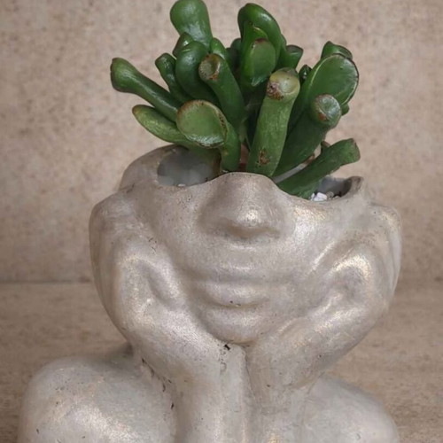 Handmade Cement Face Planter minimal artistic design