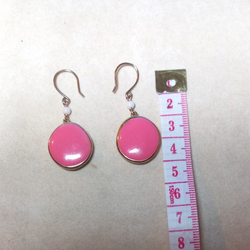 Gregio silver (925°) rose gold earrings with pink-coral enamel new