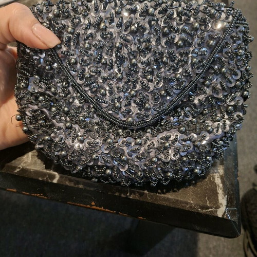 Evening clutch like new with beads and sequins in dark shades