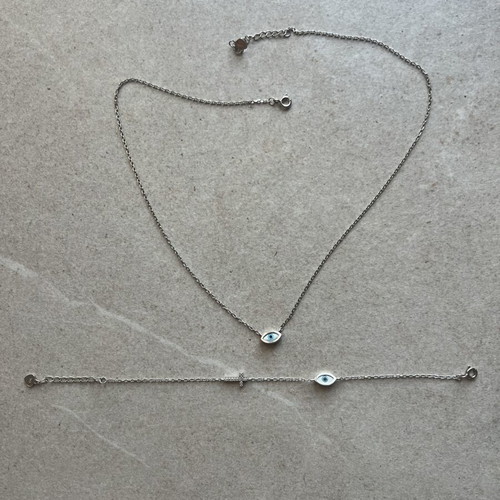 S925 necklace and bracelet set like new, silver