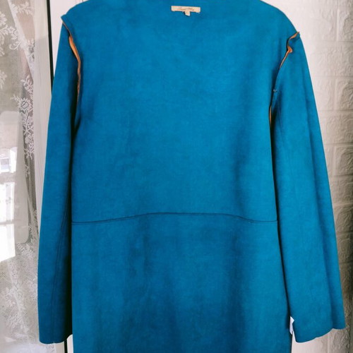 Sweet Miss suede open-front jacket XL, camel and petrol