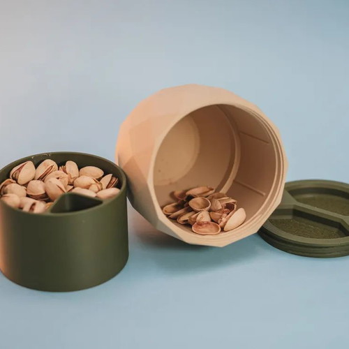 Portable nut bowl with screw lid made to order