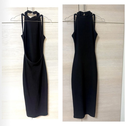 Bershka Night Out Maxi Pencil Backless Dress New Black