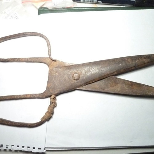 Antique hand-forged iron scissors