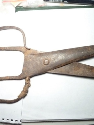 Antique hand-forged iron scissors