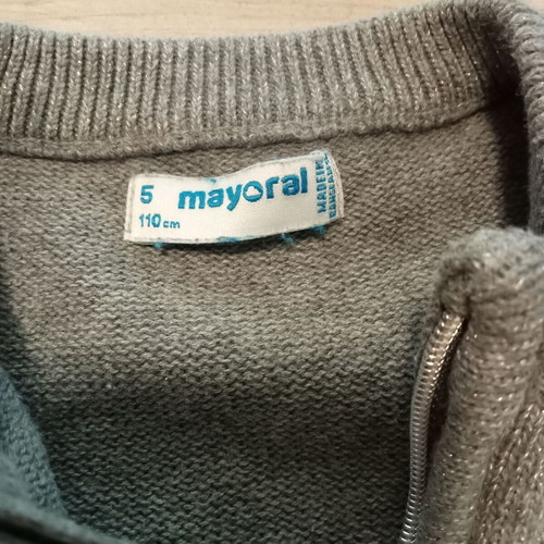 Mayoral zip-up jacket, 5 years, like new, grey with silver